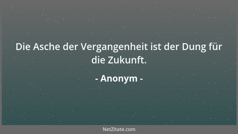 Anonym - Die Asche der Vergangenheit ist der Dung für die Zukunft....
