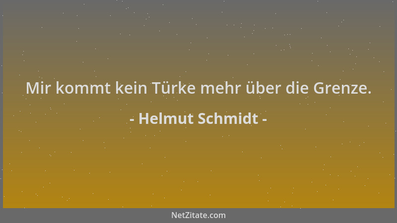 Helmut Schmidt - Mir kommt kein Türke mehr über die Grenze....