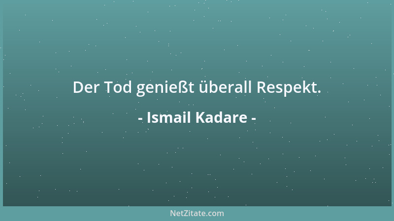 Ismail Kadare - Der Tod genießt überall Respekt....