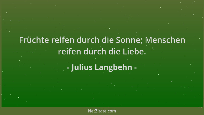 Julius Langbehn - Früchte reifen durch die Sonne; Menschen reifen durch die Liebe....