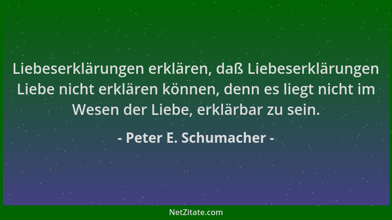 Peter E. Schumacher - Liebeserklärungen erklären, daß Liebeserklärungen Liebe nicht erklären können, denn es liegt nicht im...