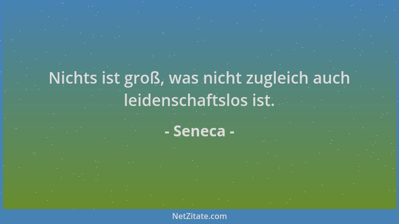 Seneca - Nichts ist groß, was nicht zugleich auch leidenschaftslos ist....
