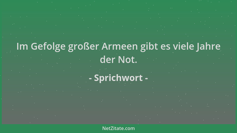Sprichwort - Im Gefolge großer Armeen gibt es viele Jahre der Not....