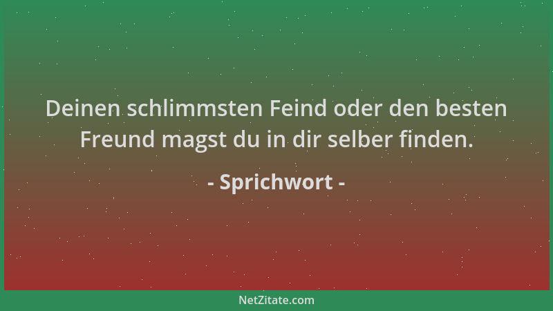 Sprichwort - Deinen schlimmsten Feind oder den besten Freund magst du in dir selber finden....