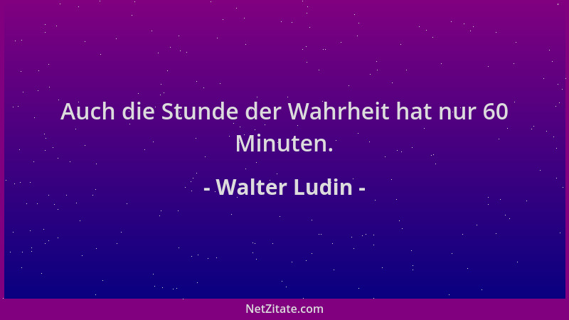 Walter Ludin - Auch die Stunde der Wahrheit hat nur 60 Minuten....