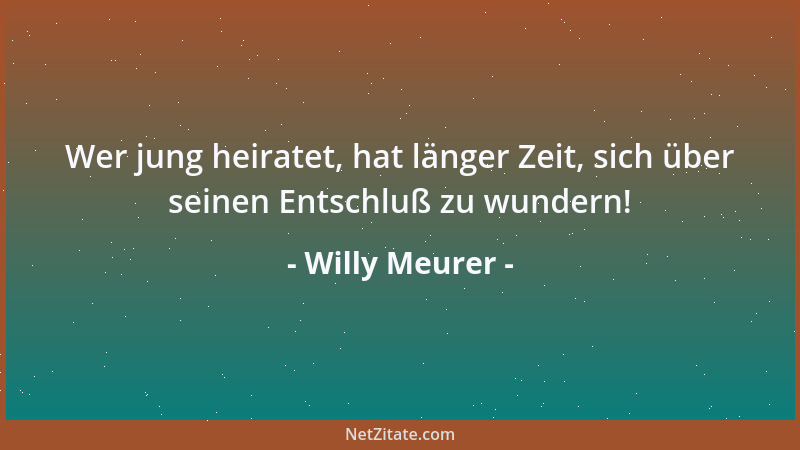 Willy Meurer - Wer jung heiratet, hat länger Zeit, sich über seinen Entschluß zu wundern!...