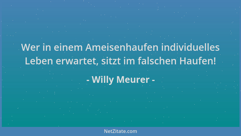 Willy Meurer - Wer in einem Ameisenhaufen individuelles Leben erwartet, sitzt im falschen Haufen!...