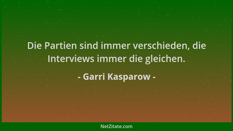 Garri Kasparow - Die Partien sind immer verschieden, die Interviews immer die gleichen....