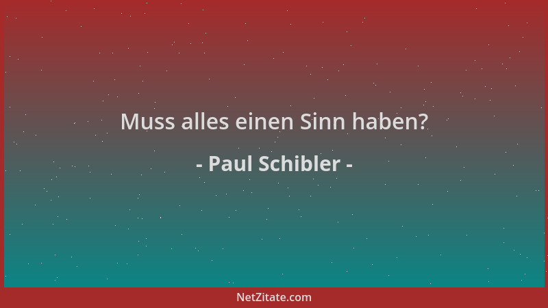 Paul Schibler - Muss alles einen Sinn haben?...