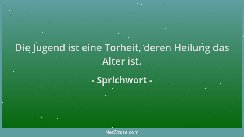 Sprichwort - Die Jugend ist eine Torheit, deren Heilung das Alter ist....