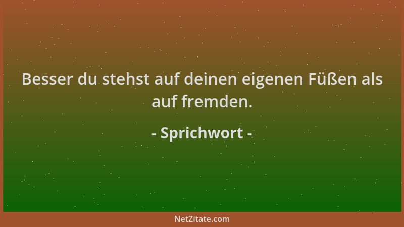 Sprichwort - Besser du stehst auf deinen eigenen Füßen als auf fremden....