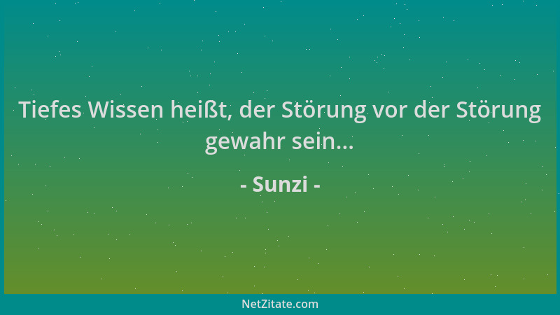 Sunzi - Tiefes Wissen heißt, der Störung vor der Störung gewahr sein......
