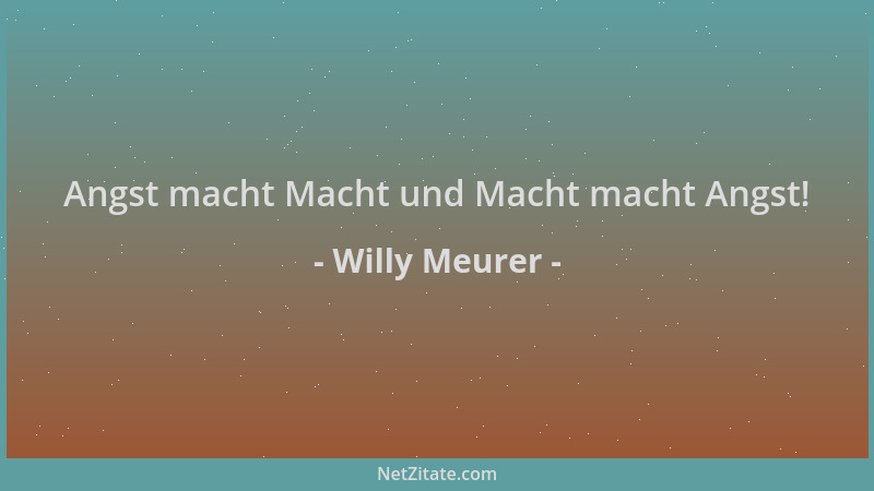 Willy Meurer - Angst macht Macht und Macht macht Angst!...