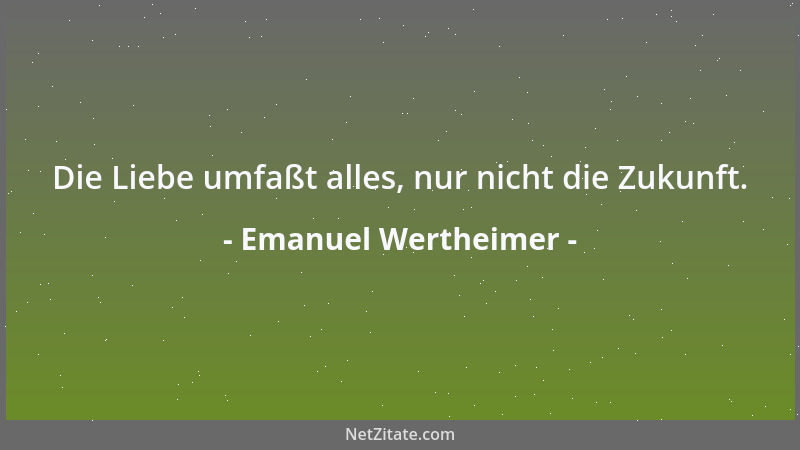 Emanuel Wertheimer - Die Liebe umfaßt alles, nur nicht die Zukunft....