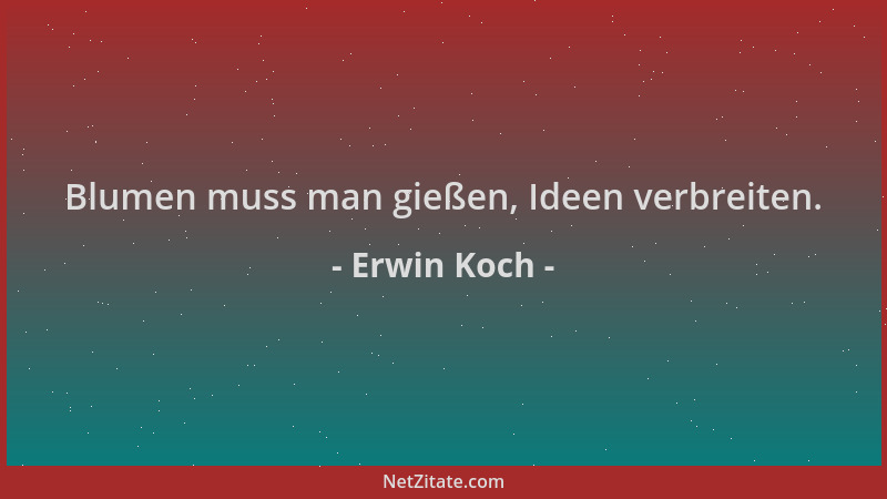 Erwin Koch - Blumen muss man gießen, Ideen verbreiten....