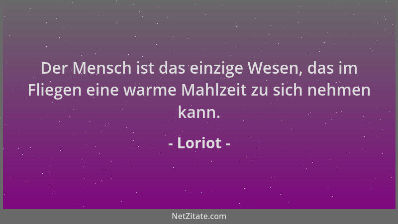 Loriot - Der Mensch ist das einzige Wesen, das im Fliegen eine warme Mahlzeit zu sich nehmen kann....