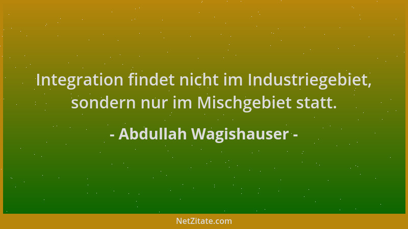 Abdullah Wagishauser - Integration findet nicht im Industriegebiet, sondern nur im Mischgebiet statt....