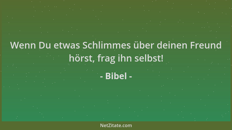 Bibel - Wenn Du etwas Schlimmes über deinen Freund hörst, frag ihn selbst!...