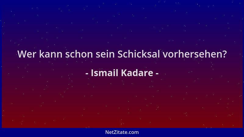 Ismail Kadare - Wer kann schon sein Schicksal vorhersehen?...
