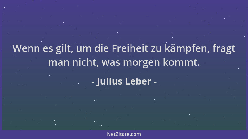 Julius Leber - Wenn es gilt, um die Freiheit zu kämpfen, fragt man nicht, was morgen kommt....