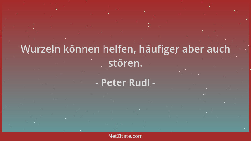 Peter Rudl - Wurzeln können helfen, häufiger aber auch stören....