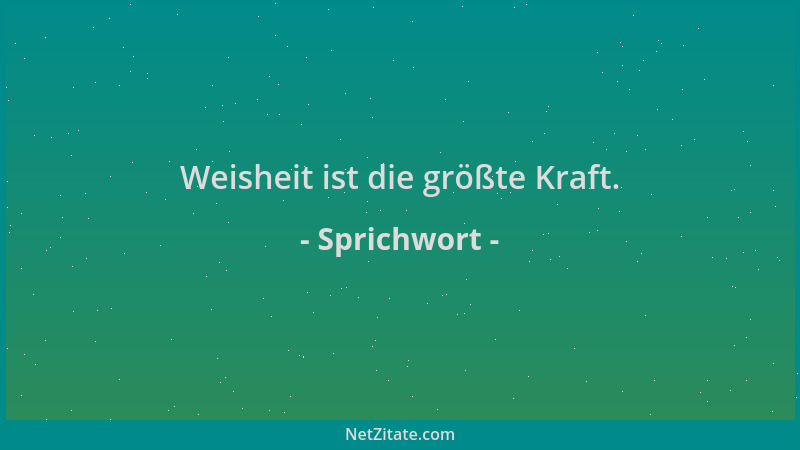 Sprichwort - Weisheit ist die größte Kraft....
