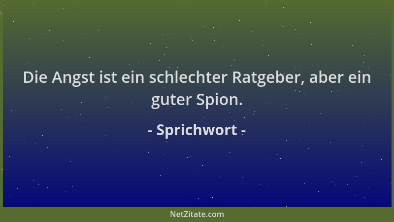 Sprichwort - Die Angst ist ein schlechter Ratgeber, aber ein guter Spion....