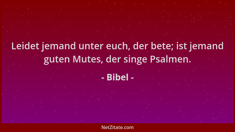 Bibel - Leidet jemand unter euch, der bete; ist jemand guten Mutes, der singe Psalmen....