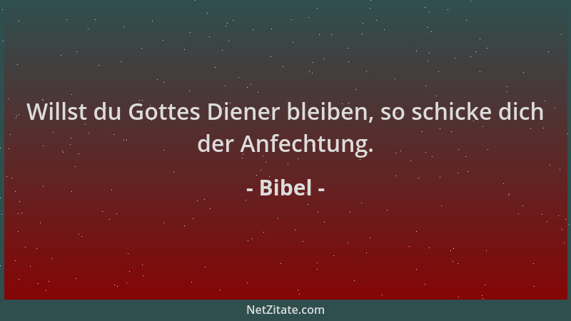 Bibel - Willst du Gottes Diener bleiben, so schicke dich der Anfechtung....