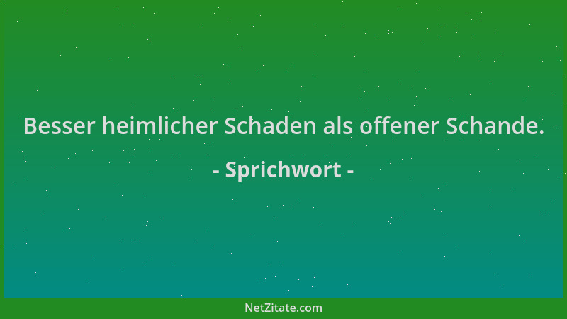 Sprichwort - Besser heimlicher Schaden als offener Schande....