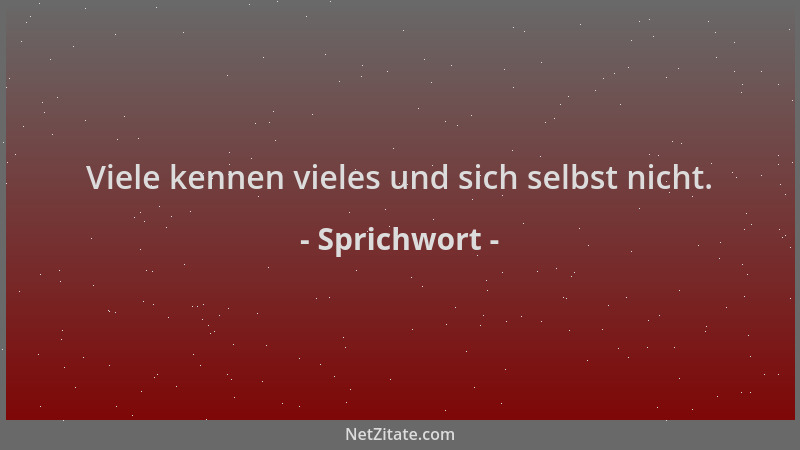 Sprichwort - Viele kennen vieles und sich selbst nicht....