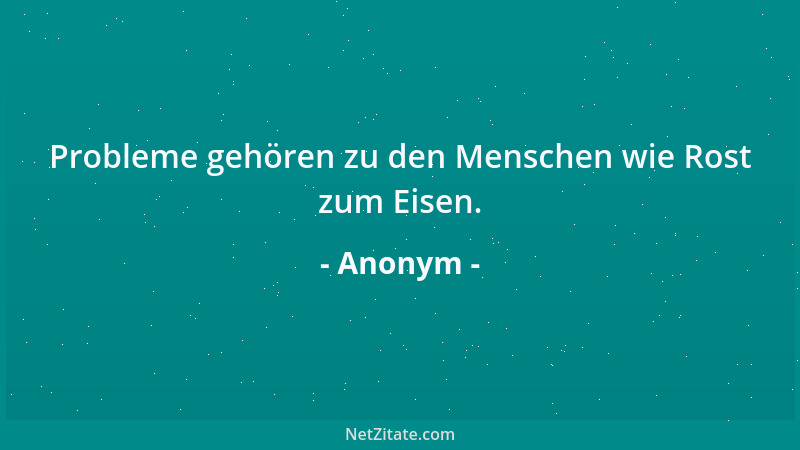 Anonym - Probleme gehören zu den Menschen wie Rost zum Eisen....