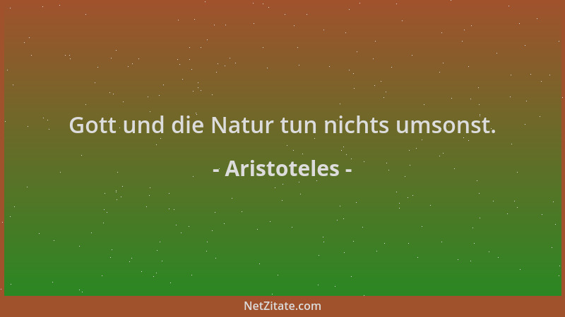 Aristoteles - Gott und die Natur tun nichts umsonst....