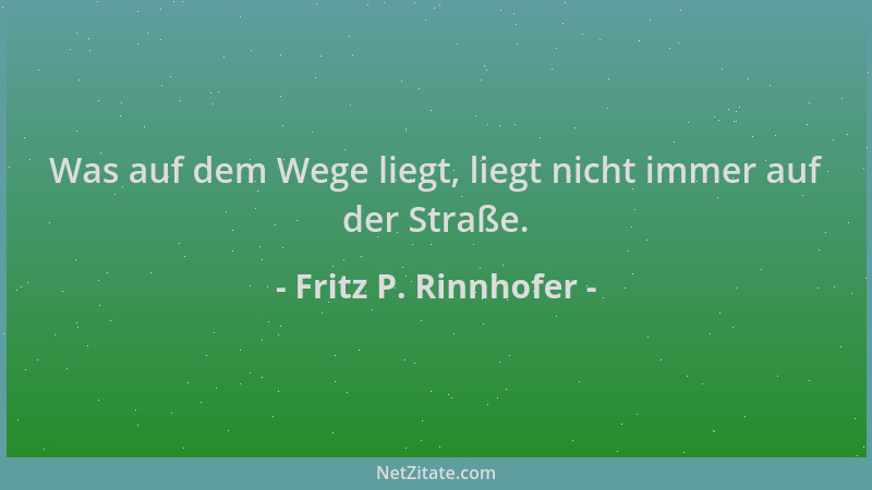 Fritz P. Rinnhofer - Was auf dem Wege liegt, liegt nicht immer auf der Straße....