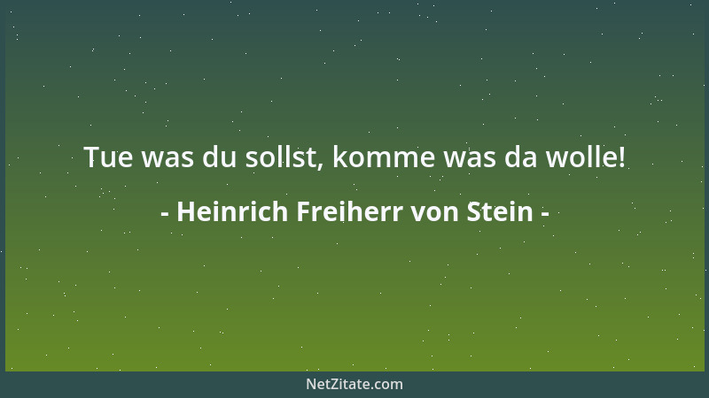 Heinrich Freiherr von Stein - Tue was du sollst, komme was da wolle!...