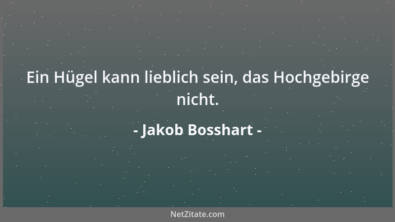 Jakob Bosshart - Ein Hügel kann lieblich sein, das Hochgebirge nicht....