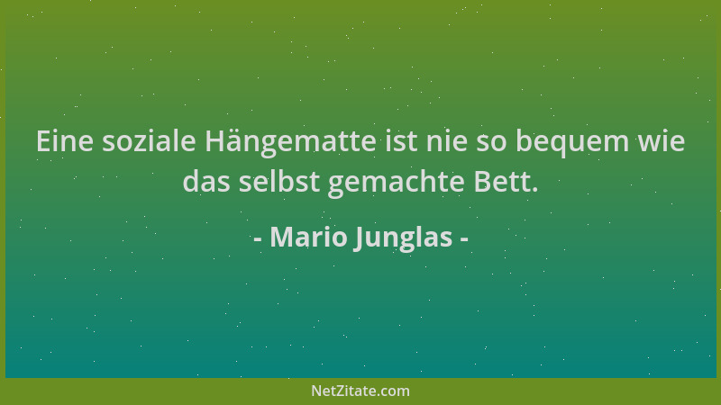 Mario Junglas - Eine soziale Hängematte ist nie so bequem wie das selbst gemachte Bett....