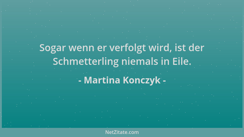 Martina Konczyk - Sogar wenn er verfolgt wird, ist der Schmetterling niemals in Eile....
