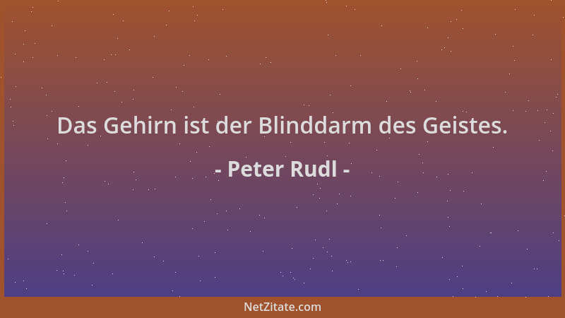 Peter Rudl - Das Gehirn ist der Blinddarm des Geistes....