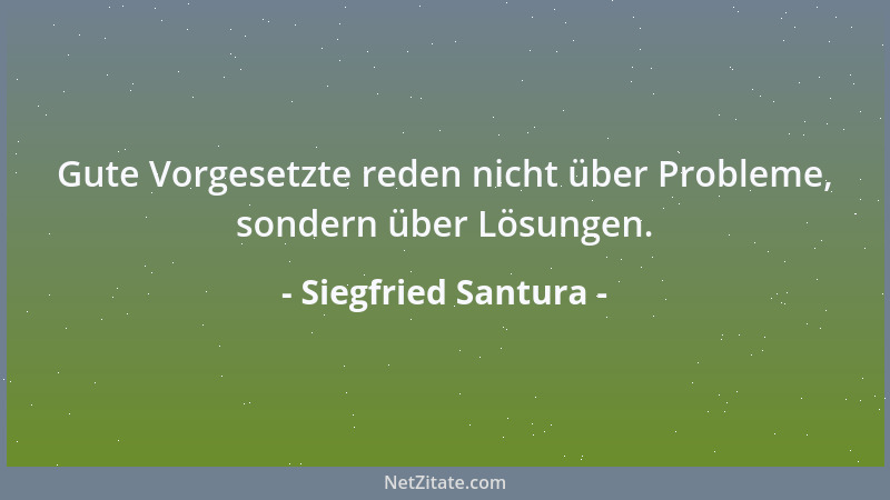Siegfried Santura - Gute Vorgesetzte reden nicht über Probleme, sondern über Lösungen....