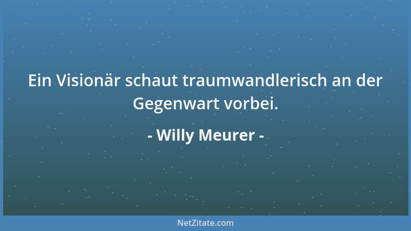 Willy Meurer - Ein Visionär schaut traumwandlerisch an der Gegenwart vorbei....