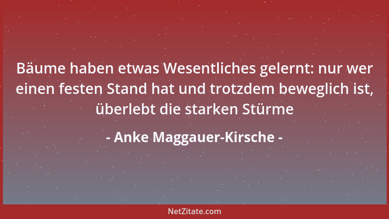 Anke Maggauer-Kirsche - Bäume haben etwas Wesentliches gelernt: nur wer einen festen Stand hat und trotzdem beweglich ist,...