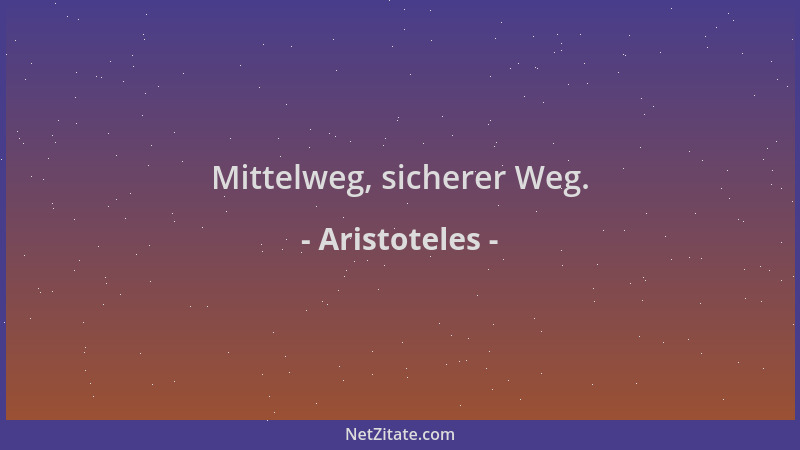 Aristoteles - Mittelweg, sicherer Weg....