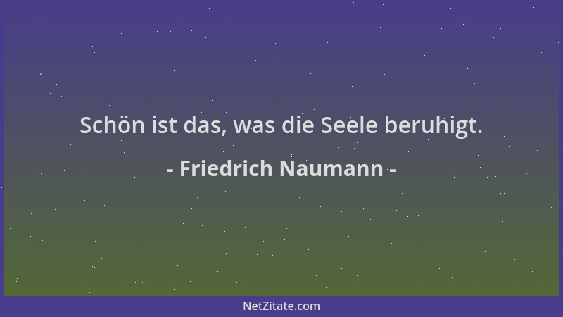 Friedrich Naumann - Schön ist das, was die Seele beruhigt....