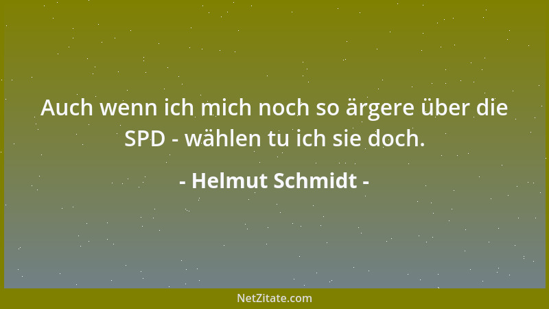 Helmut Schmidt - Auch wenn ich mich noch so ärgere über die SPD - wählen tu ich sie doch....