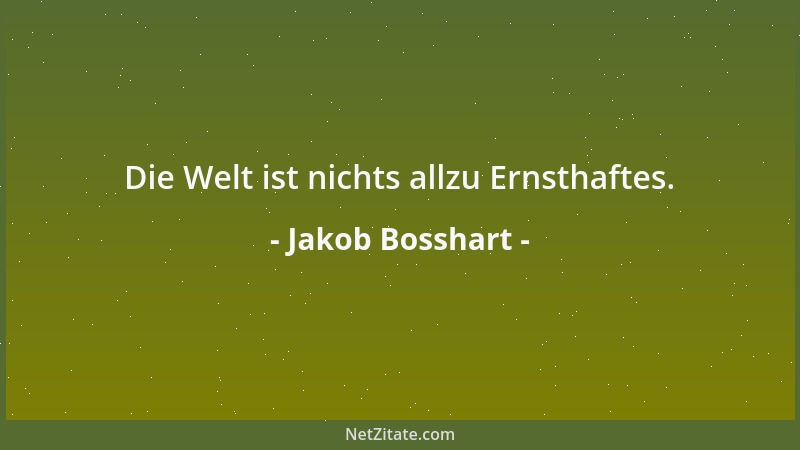 Jakob Bosshart - Die Welt ist nichts allzu Ernsthaftes....