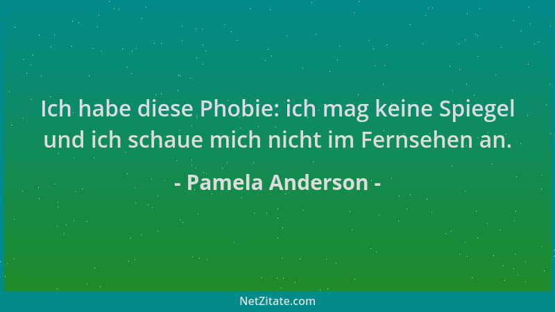 Pamela Anderson - Ich habe diese Phobie: ich mag keine Spiegel und ich schaue mich nicht im Fernsehen an....