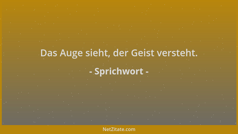 Sprichwort - Das Auge sieht, der Geist versteht....