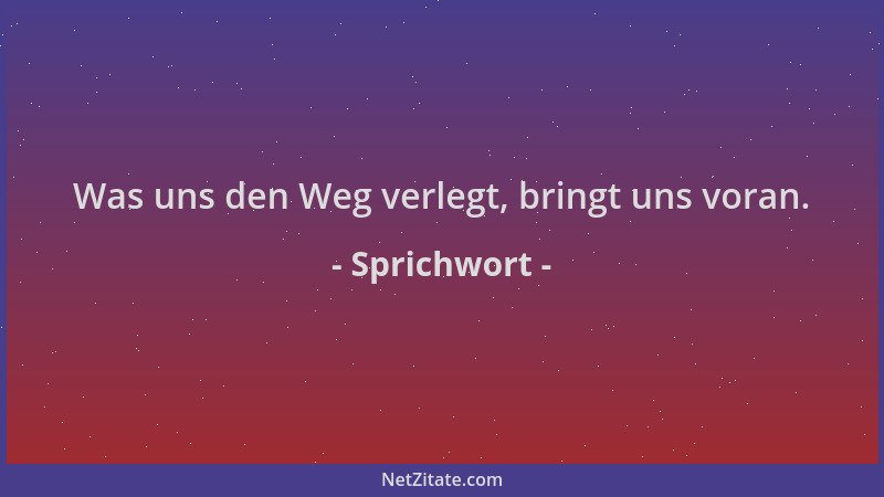 Sprichwort - Was uns den Weg verlegt, bringt uns voran....