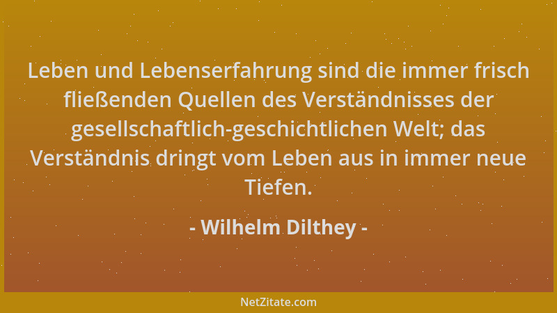 Wilhelm Dilthey - Leben und Lebenserfahrung sind die immer frisch fließenden Quellen des Verständnisses der gesellschaftlic...